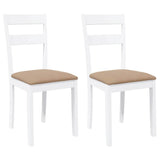 Chaises à manger coussins 2 pcs blanc bois massif caoutchouc