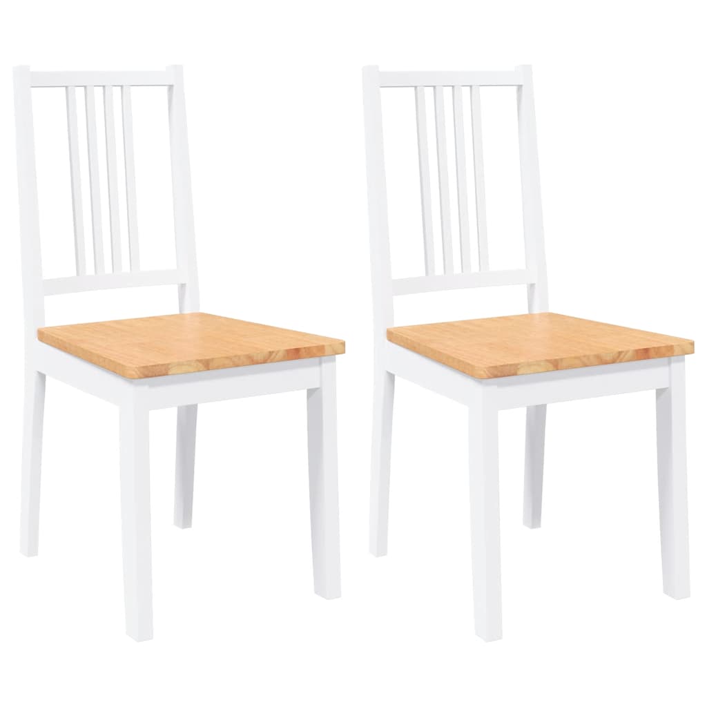 Chaises à manger 2 pcs blanc bois massif caoutchouc