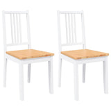 Chaises à manger 2 pcs blanc bois massif caoutchouc