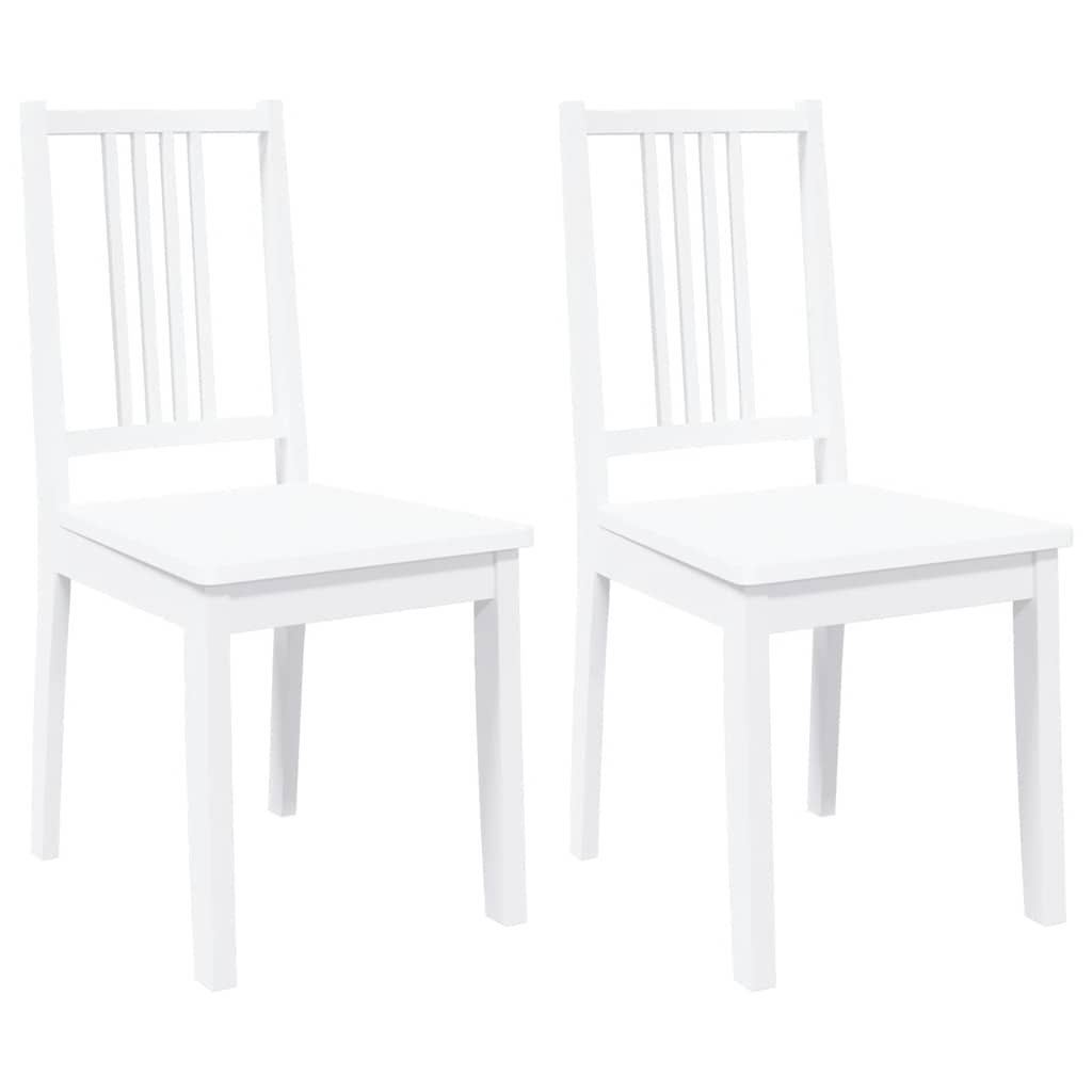 Chaises à manger 2 pcs blanc bois massif caoutchouc