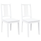 Chaises à manger 2 pcs blanc bois massif caoutchouc