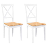 Chaises à manger 2 pcs blanc bois massif caoutchouc