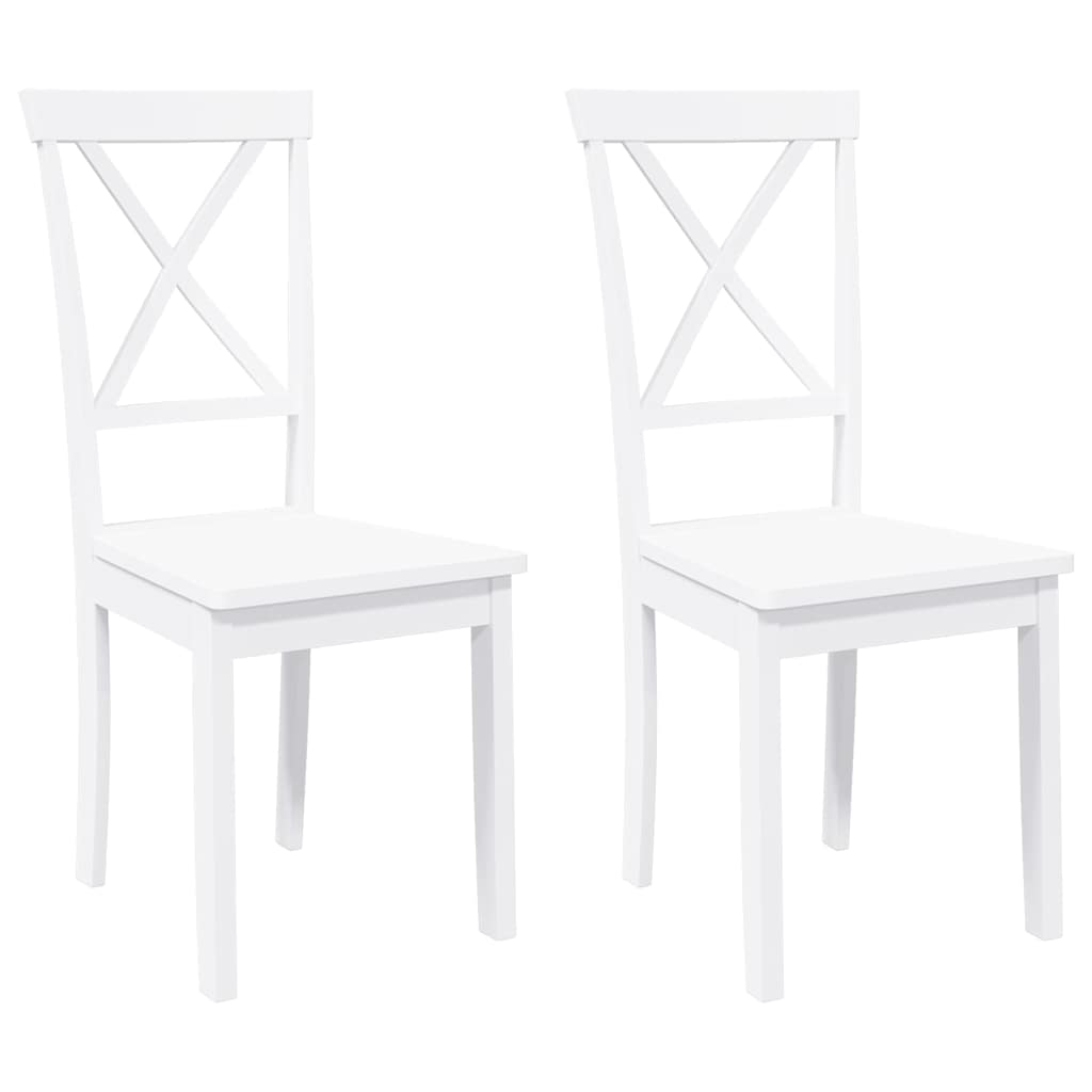 Chaises à manger 2 pcs blanc bois massif caoutchouc