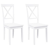 Chaises à manger 2 pcs blanc bois massif caoutchouc