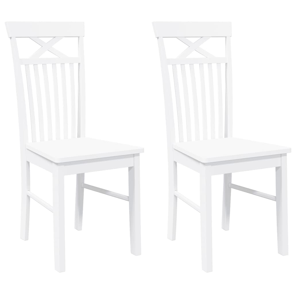 Chaises à manger 2 pcs blanc bois massif caoutchouc