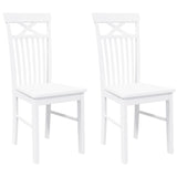 Chaises à manger 2 pcs blanc bois massif caoutchouc