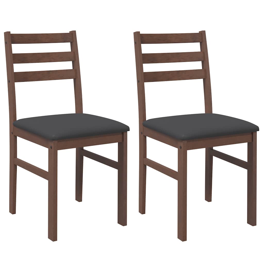 Chaises à manger coussins 2 pcs marron bois massif caoutchouc