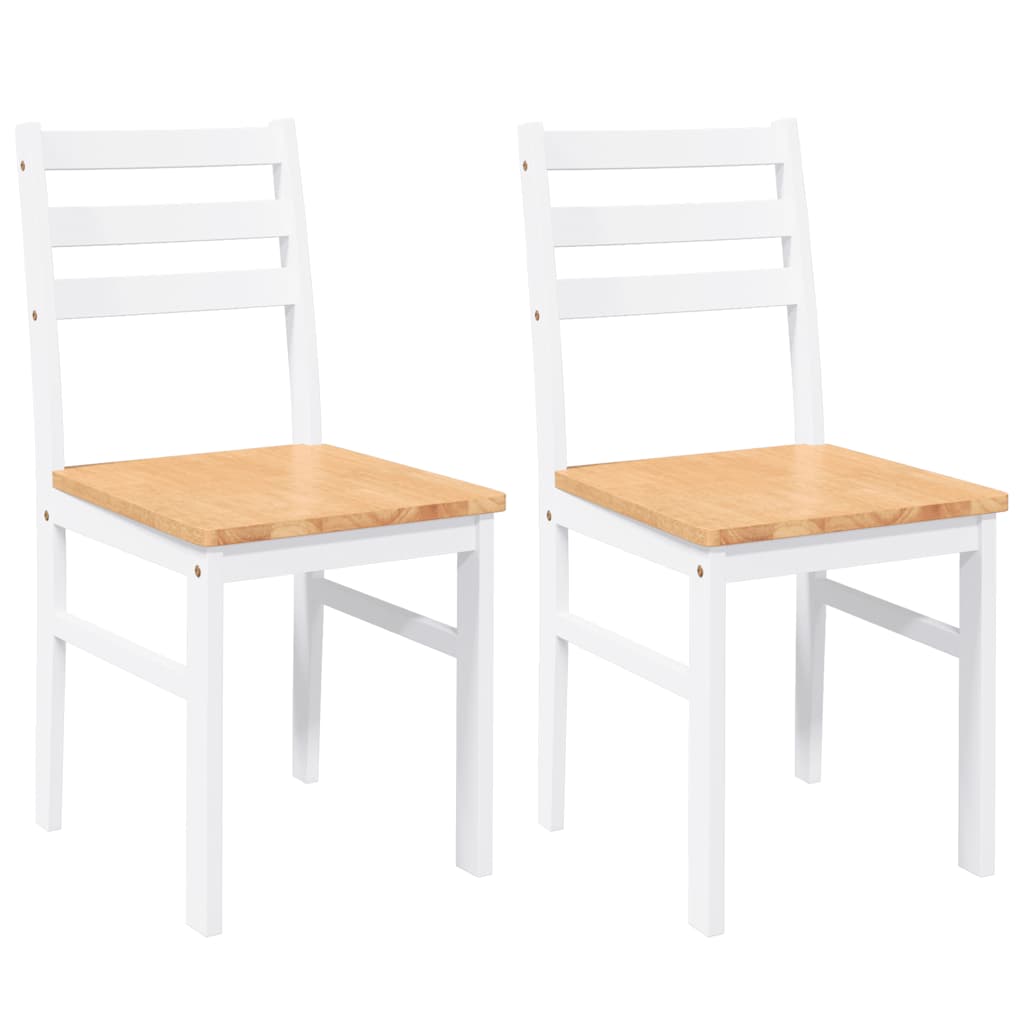 Chaises à manger 2 pcs blanc bois massif caoutchouc
