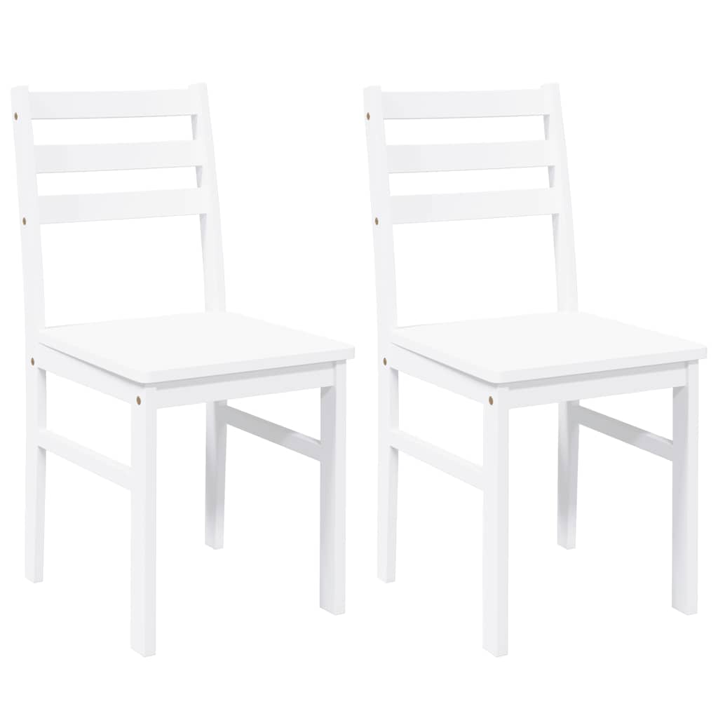 Chaises à manger 2 pcs blanc bois massif caoutchouc