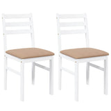 Chaises à manger coussins 2 pcs blanc bois massif caoutchouc
