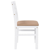 Chaises à manger coussins 2 pcs blanc bois massif caoutchouc