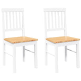 Chaises à manger 2 pcs blanc bois massif caoutchouc