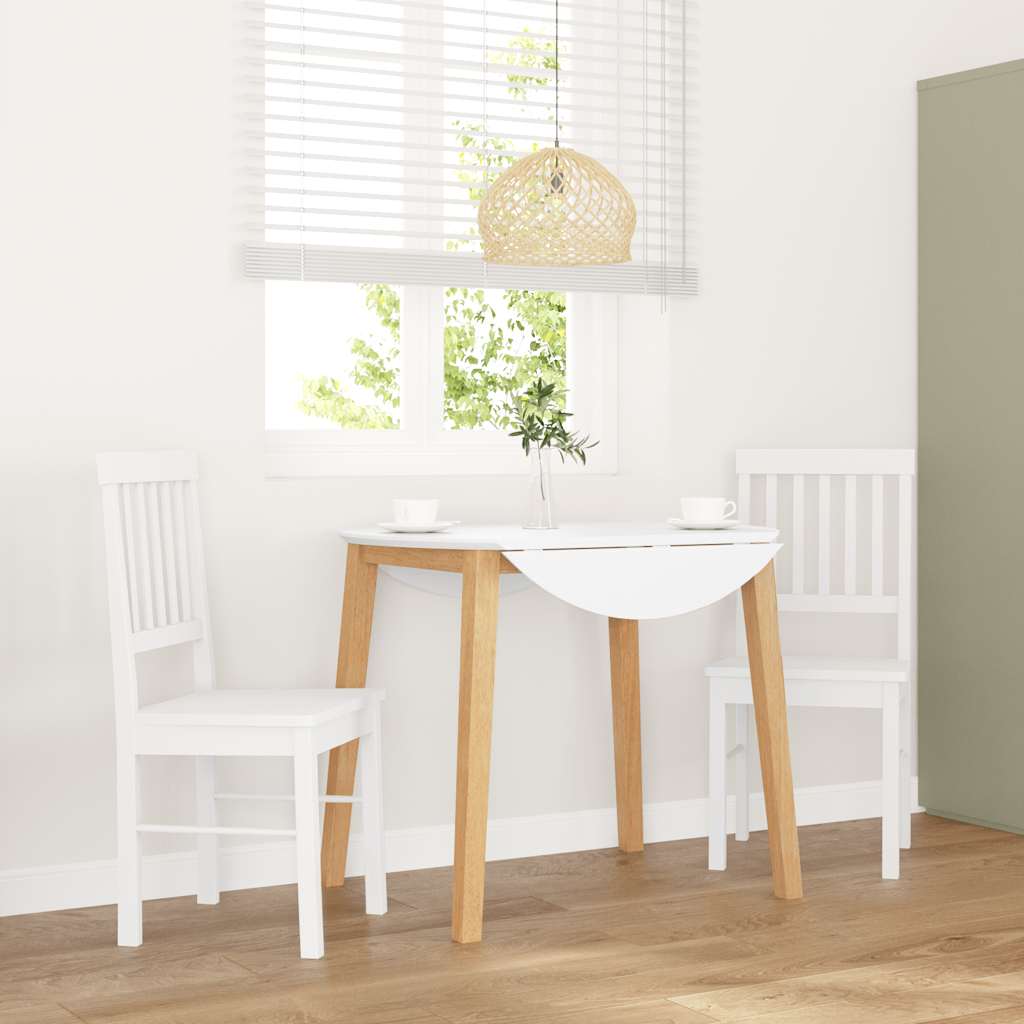 Chaises à manger 2 pcs blanc bois massif caoutchouc