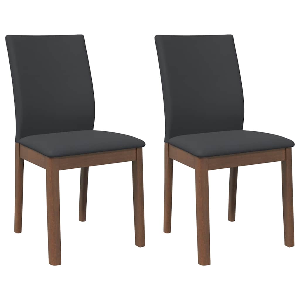 Chaises à manger coussins 2 pcs marron bois massif caoutchouc