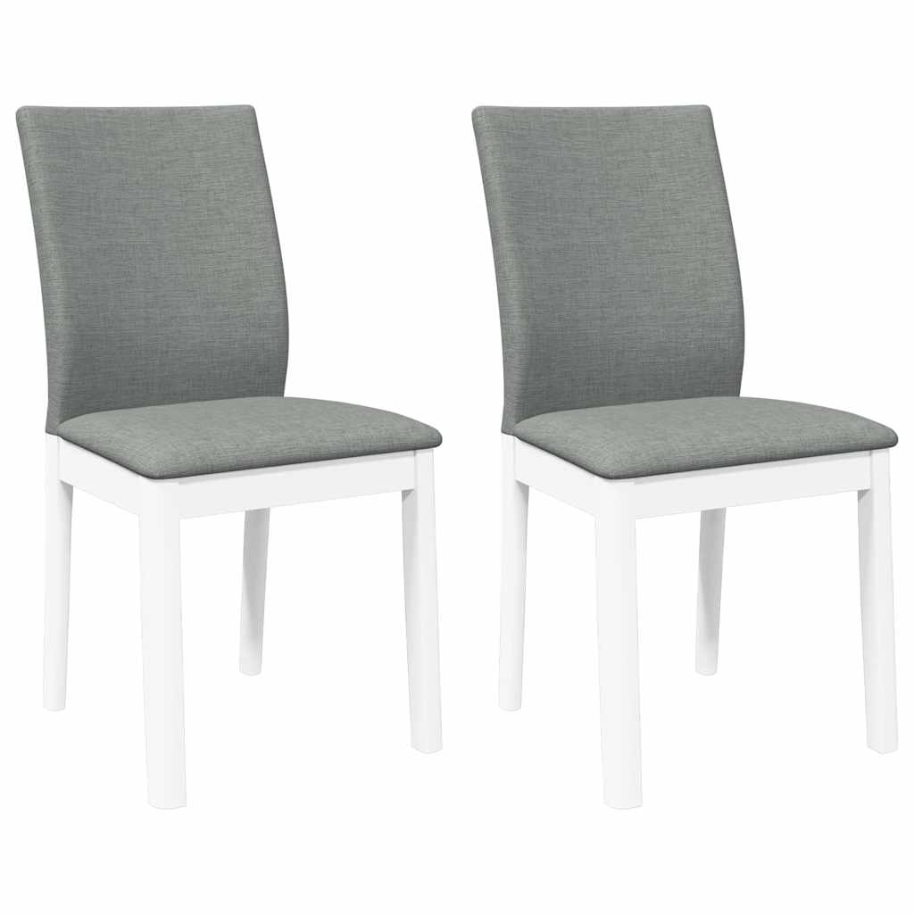 Chaises à manger coussins 2 pcs blanc bois massif caoutchouc