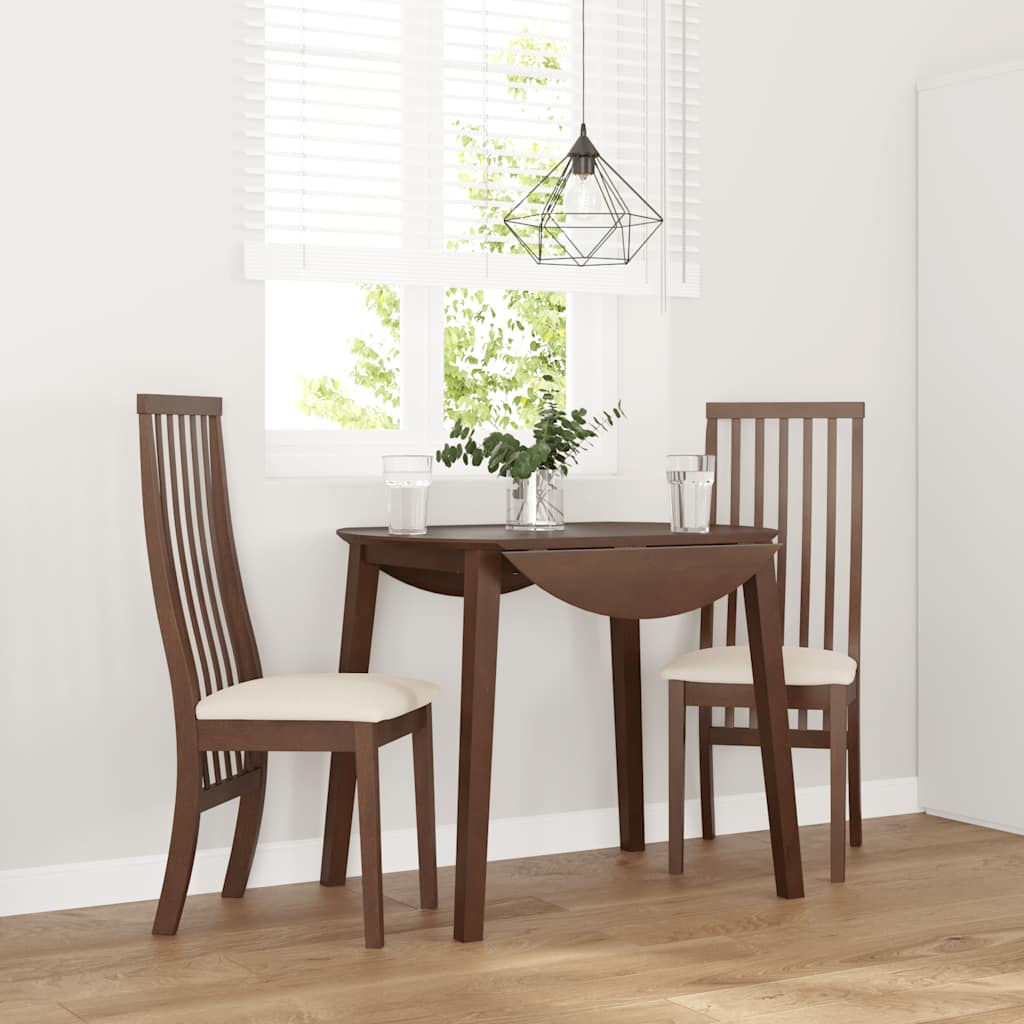 Chaises à manger coussins 2 pcs marron bois massif caoutchouc