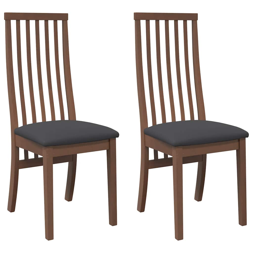 Chaises à manger coussins 2 pcs marron bois massif caoutchouc