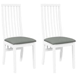 Chaises à manger coussins 2 pcs blanc bois massif caoutchouc