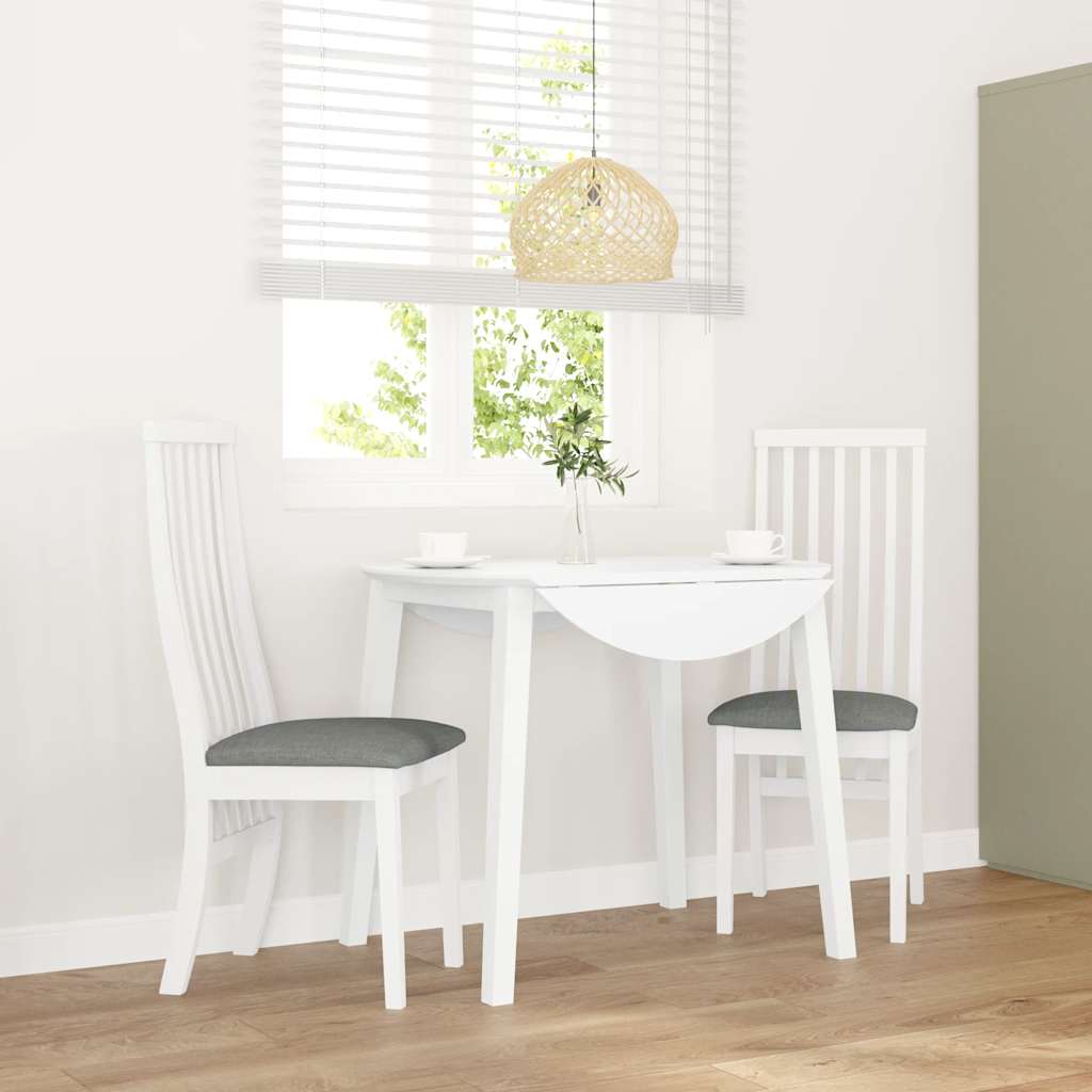 Chaises à manger coussins 2 pcs blanc bois massif caoutchouc