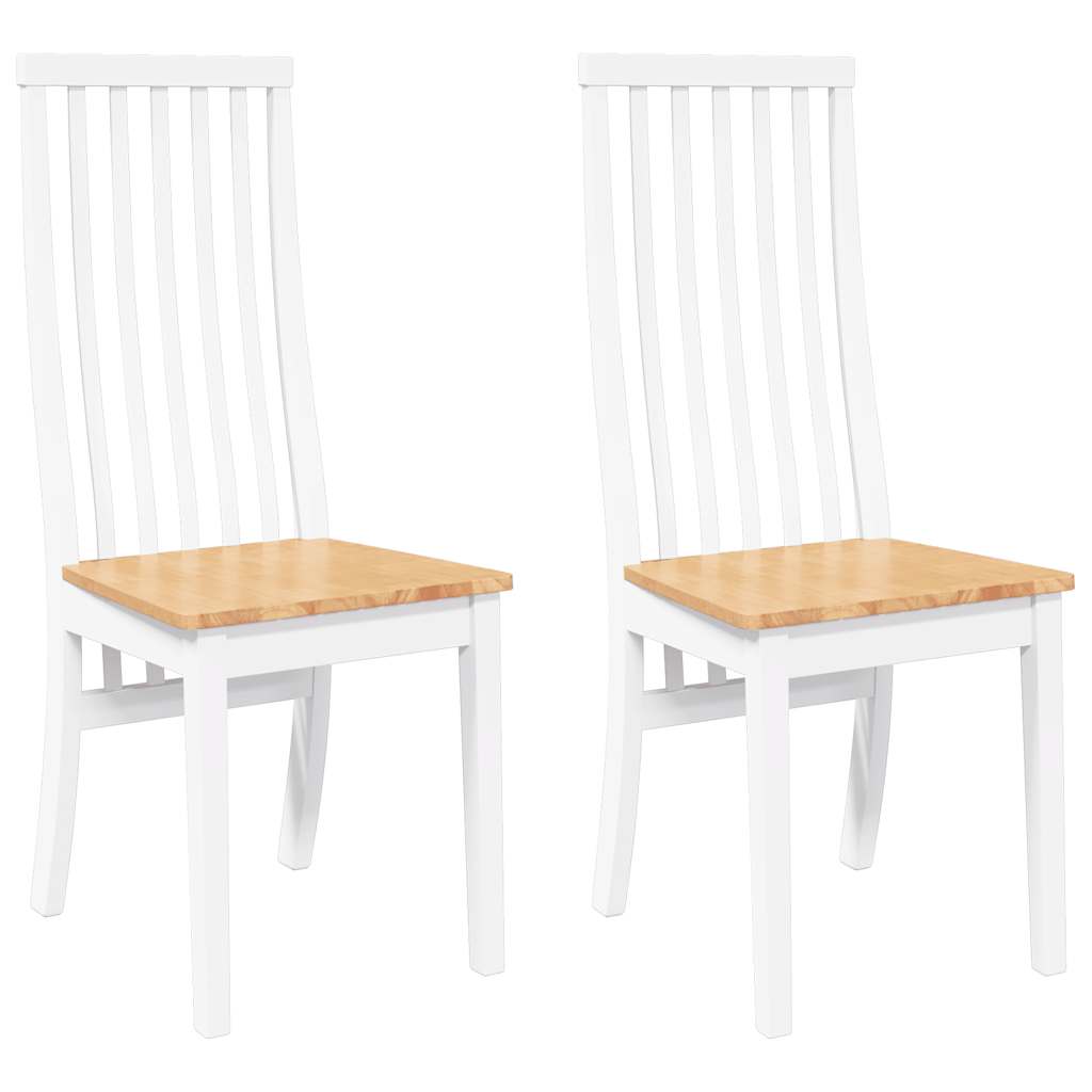 Chaises à manger 2 pcs blanc bois massif caoutchouc