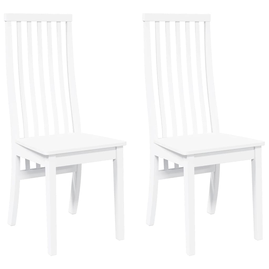 Chaises à manger 2 pcs blanc bois massif caoutchouc