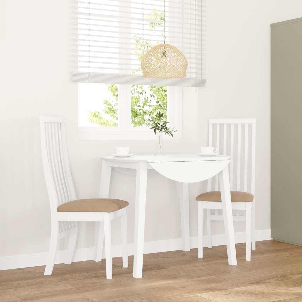 Chaises à manger coussins 2 pcs blanc bois massif caoutchouc