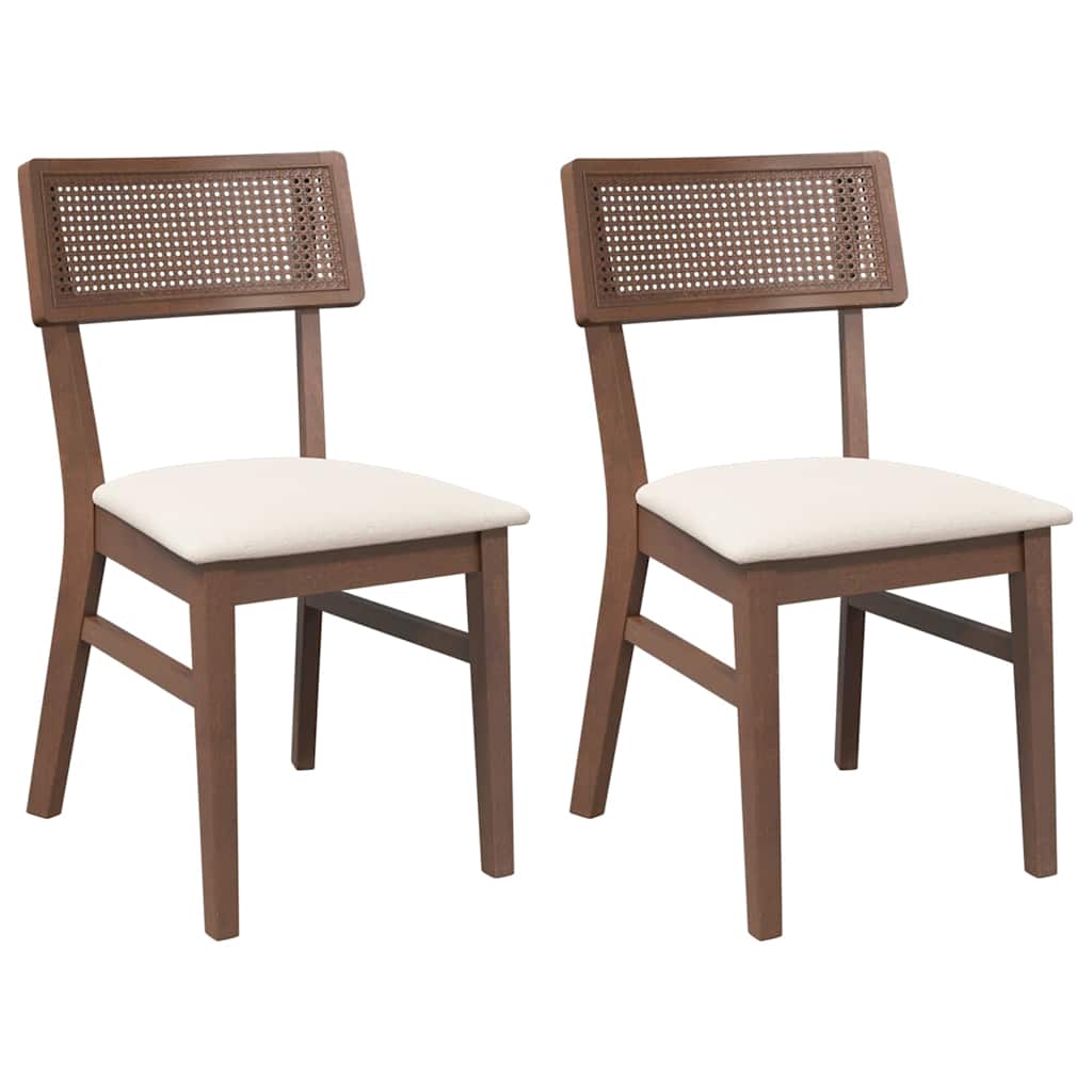Chaises à manger coussins 2 pcs marron bois massif caoutchouc