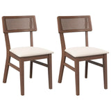 Chaises à manger coussins 2 pcs marron bois massif caoutchouc