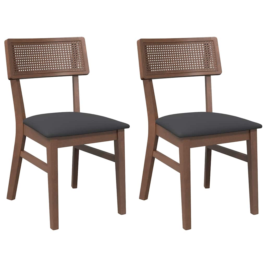Chaises à manger coussins 2 pcs marron bois massif caoutchouc