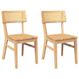 Chaises à manger 2 pcs bois massif caoutchouc