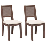 Chaises à manger coussins 2 pcs marron bois massif caoutchouc