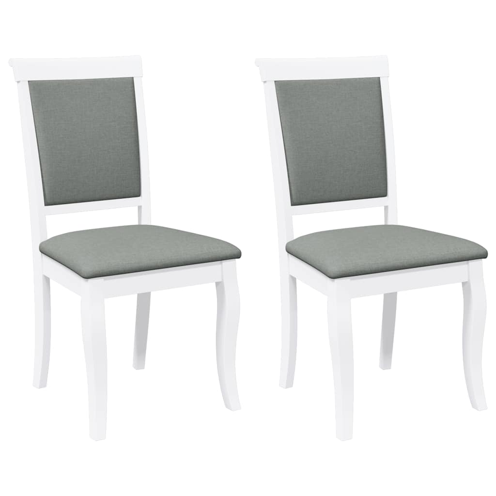 Chaises à manger coussins 2 pcs blanc bois massif caoutchouc
