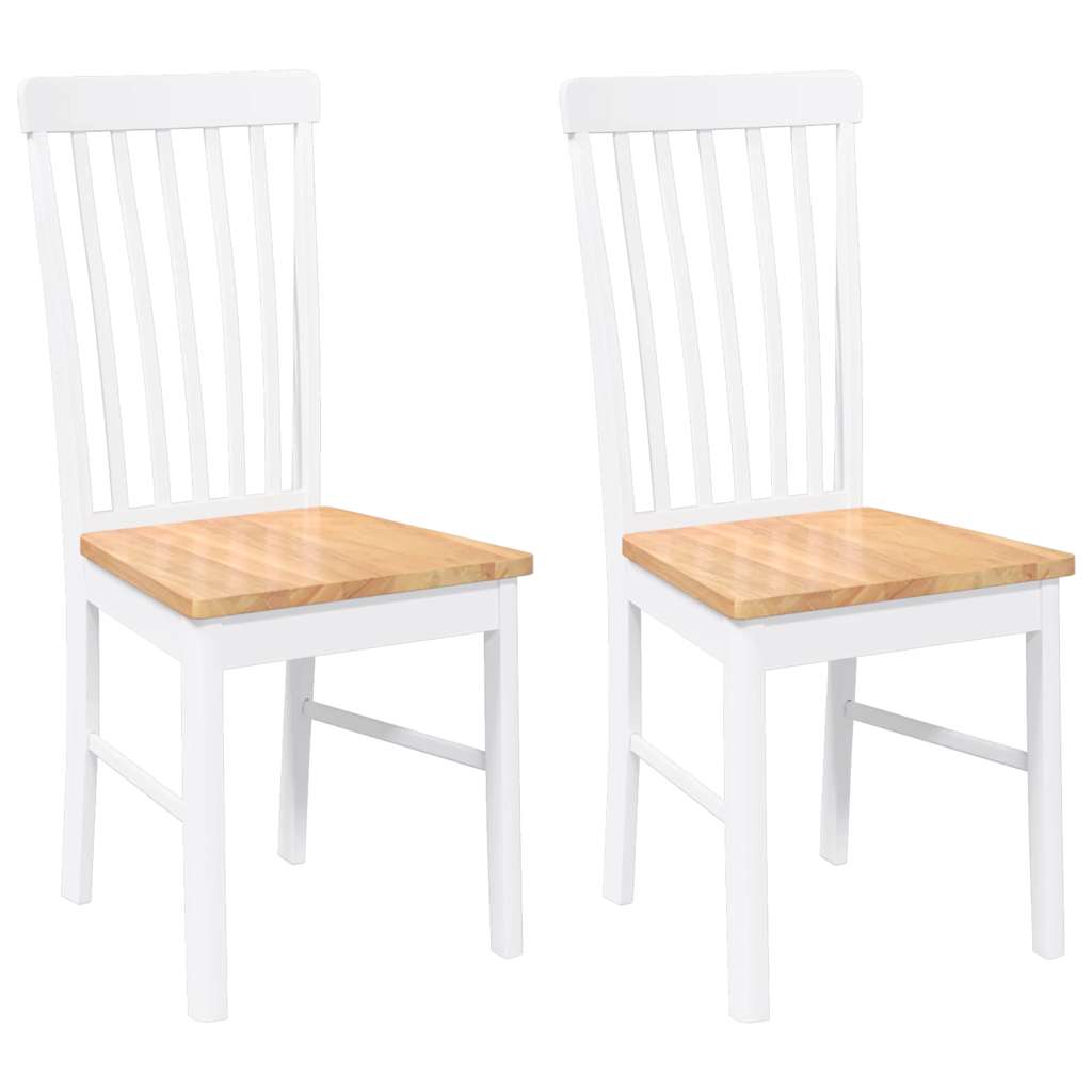 Chaises à manger 2 pcs blanc bois massif caoutchouc