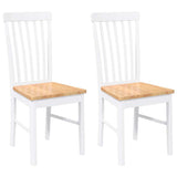 Chaises à manger 2 pcs blanc bois massif caoutchouc