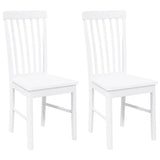 Chaises à manger 2 pcs blanc bois massif caoutchouc