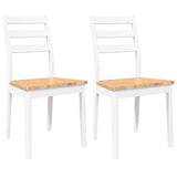 Chaises à manger 2 pcs blanc bois massif caoutchouc