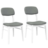 Chaises à manger coussins 2 pcs blanc bois massif caoutchouc
