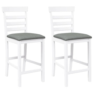 Tabourets de bar avec coussins 2 pcs blanc bois massif d'hévéa