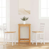 Tabourets de bar 2 pcs blanc bois massif d'hévéa