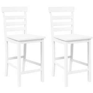 Tabourets de bar 2 pcs blanc bois massif d'hévéa