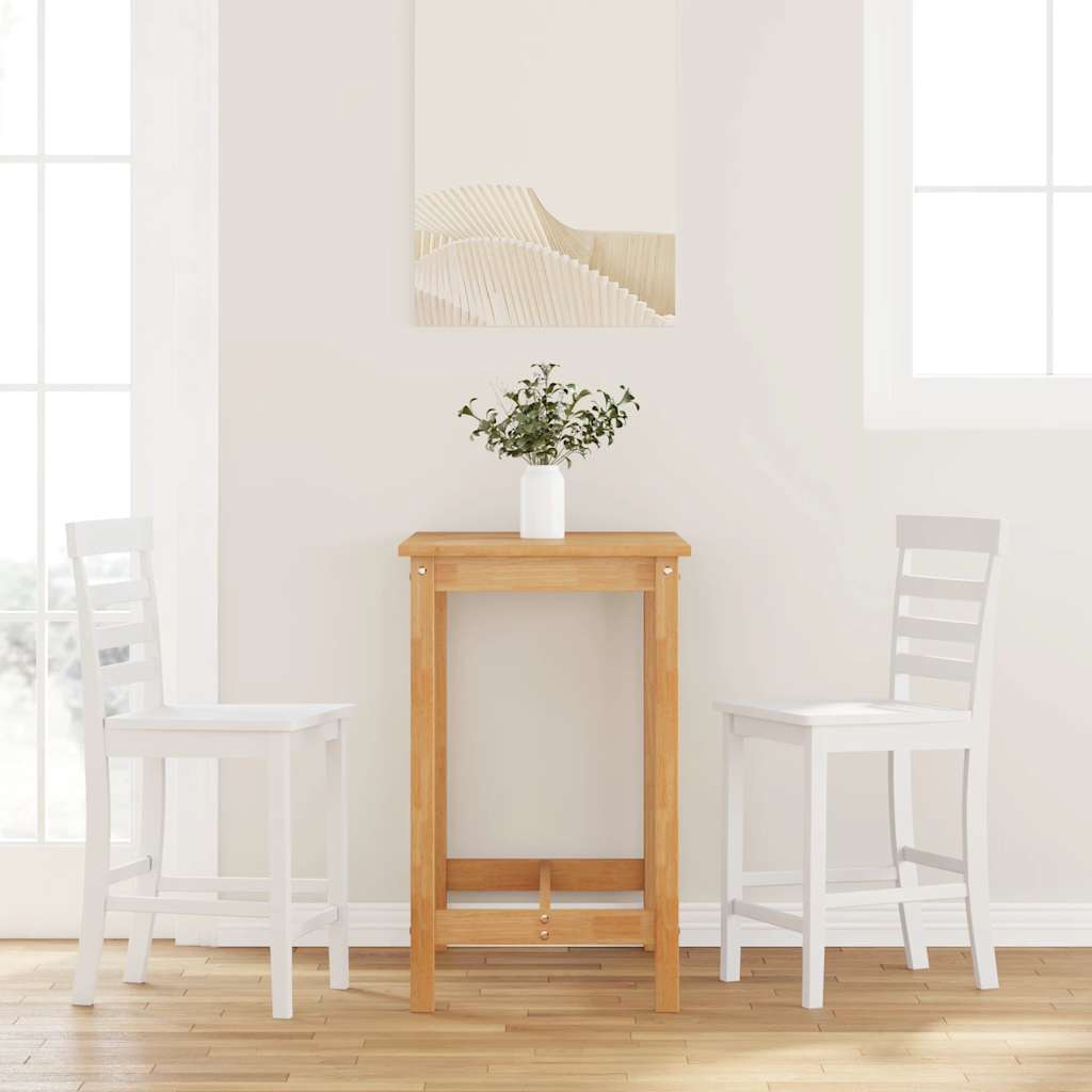 Tabourets de bar 2 pcs blanc bois massif d'hévéa