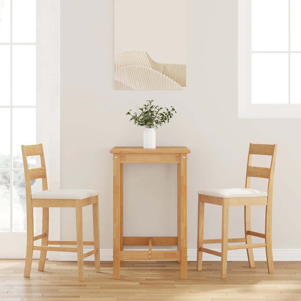 Tabourets de bar avec coussins 2pcs naturel bois massif d'hévéa
