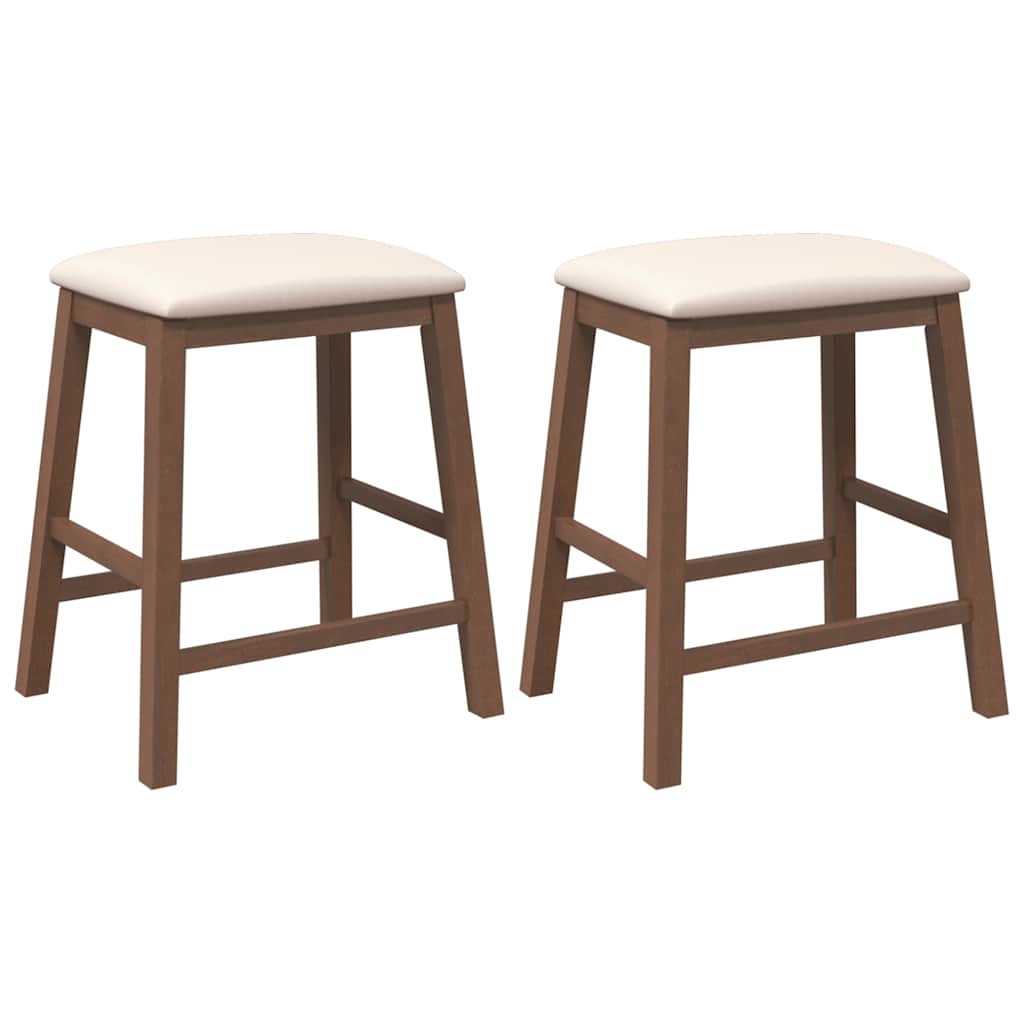 chaises de bar avec coussins 2 pcs marron bois massif d'hévéa