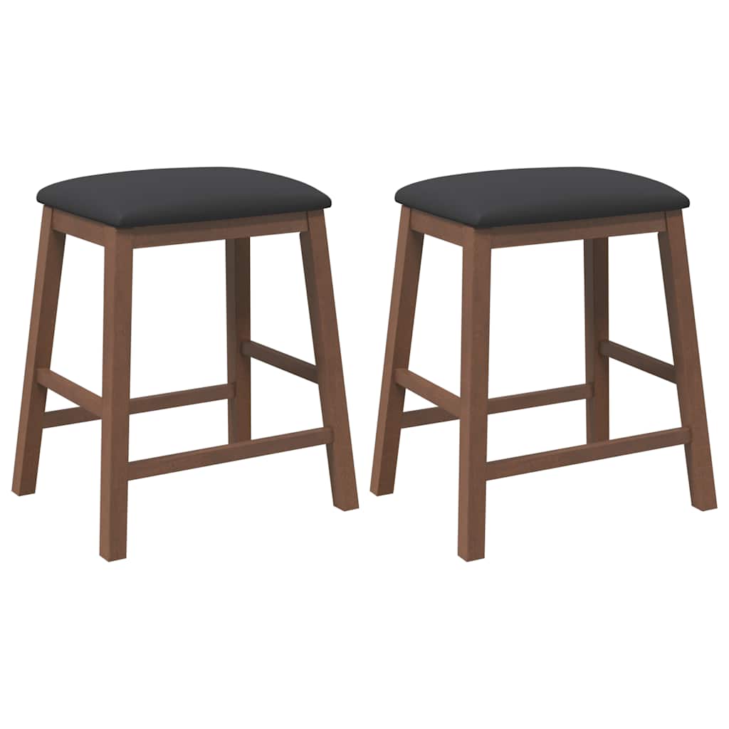chaises de bar avec coussins 2 pcs marron bois massif d'hévéa