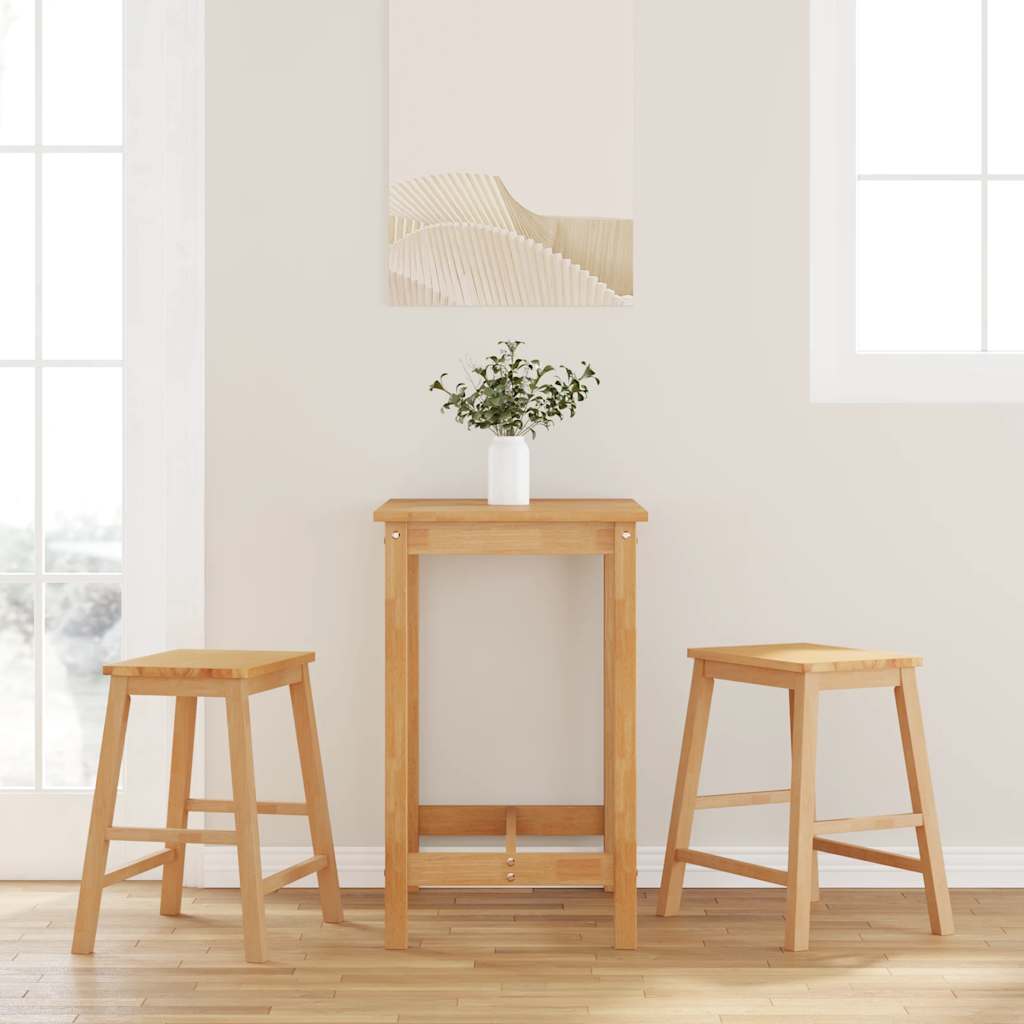 Chaises de bar lot de 2 bois massif d'hévéa