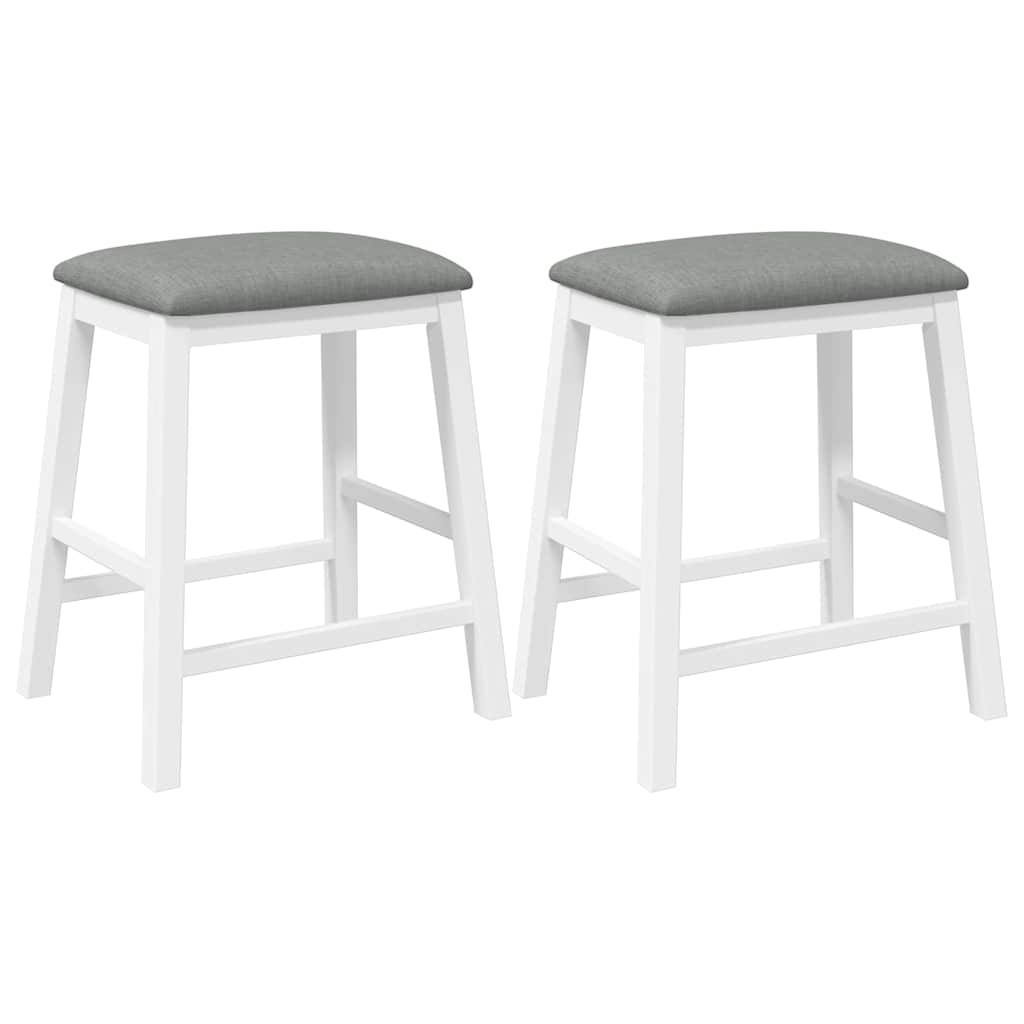 Chaises de bar avec coussins 2 pcs blanc bois massif d'hévéa