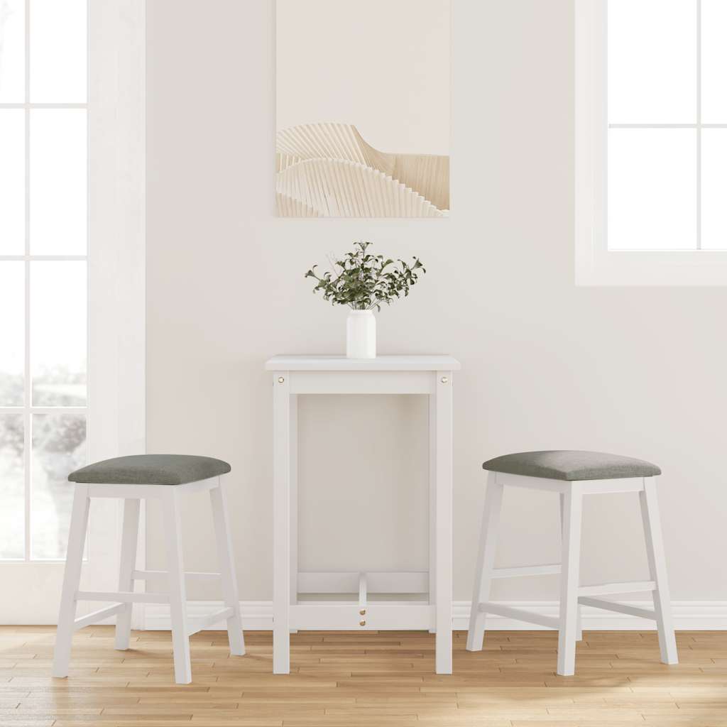 Chaises de bar avec coussins 2 pcs blanc bois massif d'hévéa