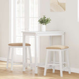 Chaises de bar avec coussins 2 pcs blanc bois massif d'hévéa