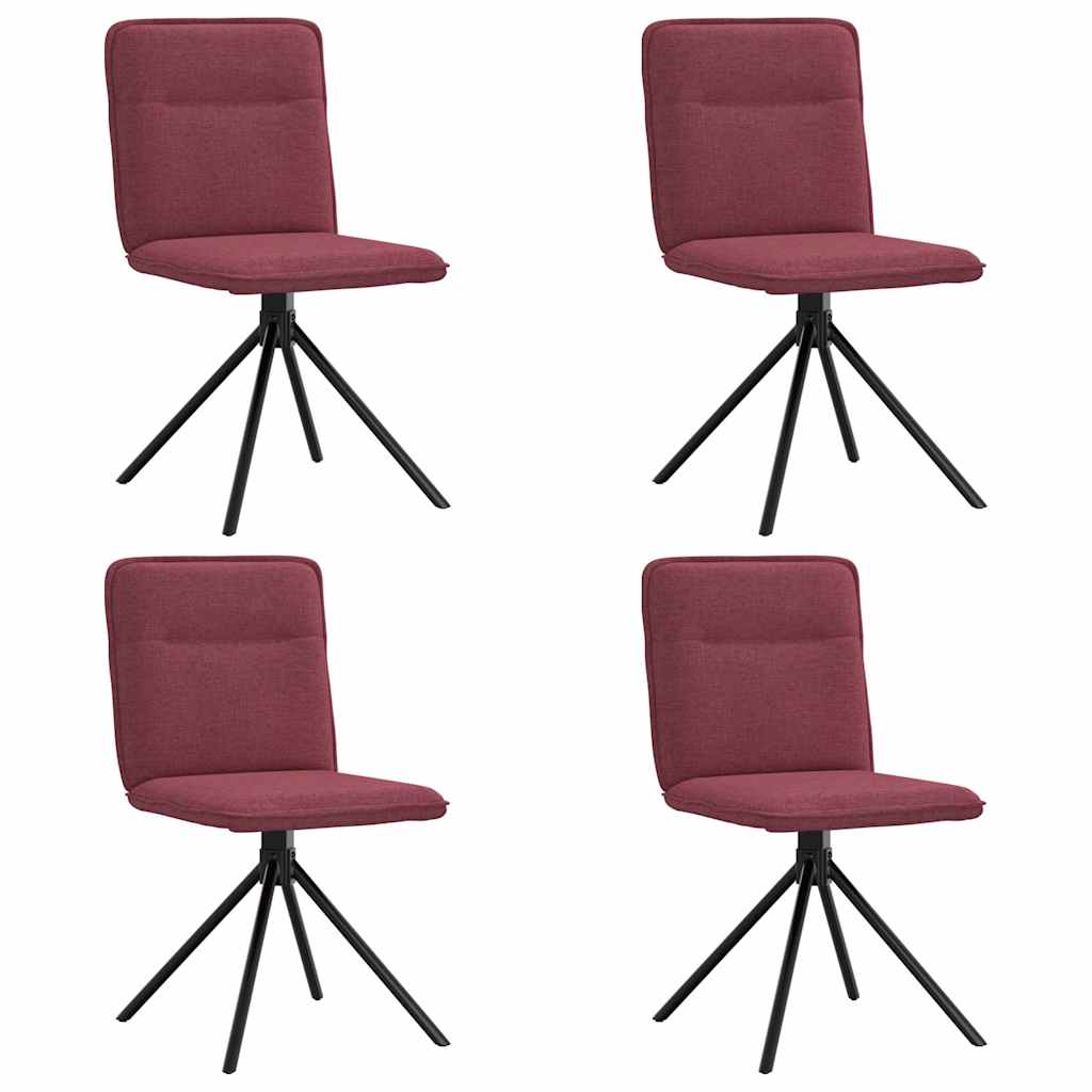 Chaises à manger lot de 4 rouge bordeaux tissu