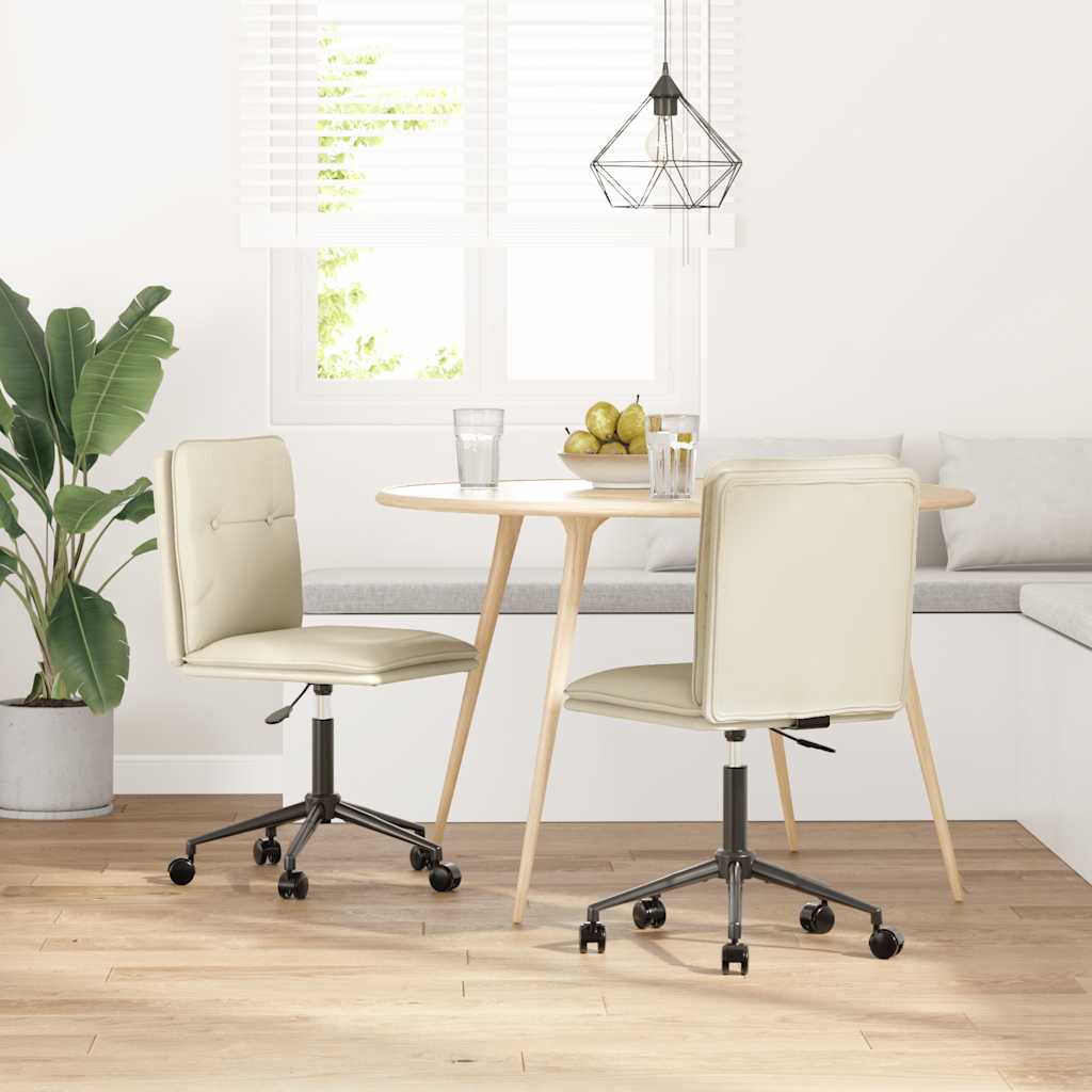 Chaises à manger lot de 2 crème similicuir